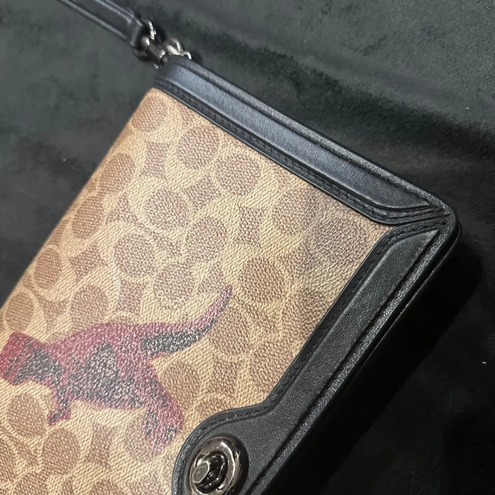 Coach Rexy Dino limited edition Beige & Black Signature Canvas Crossbody Bag - Picture 6 of 12